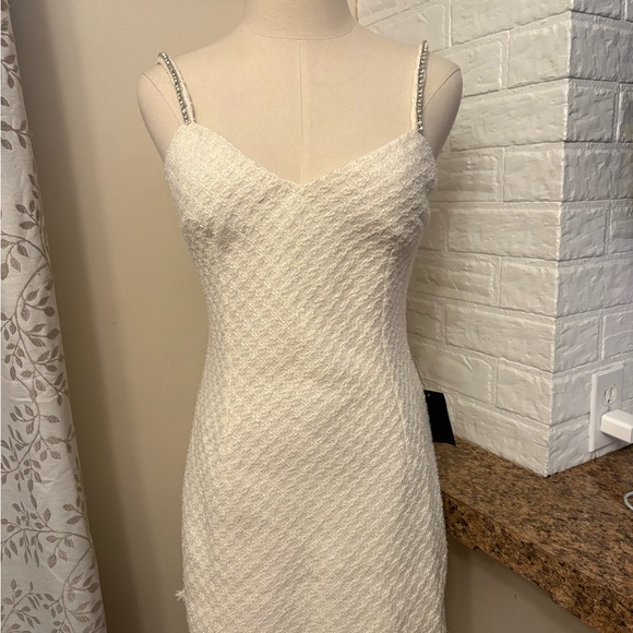 Elegant Cream Lulus tweed Dress women’s small - Picture 8 of 10